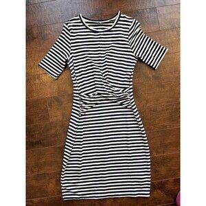 Three Dots Nantucket Navy White Knot Front Fitted Dress Large